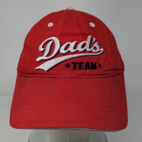 Dad's Team Strapback Hat Red One Size Embroidered Sherry 6 Panel - Picture 2 of 7